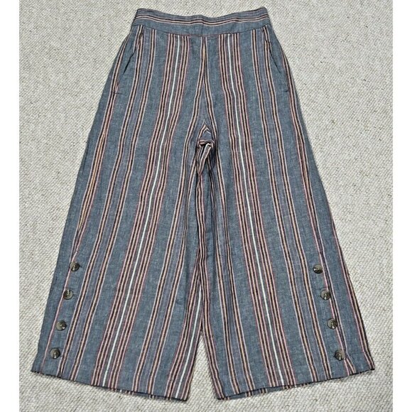 Madewell Pants Extra Small XS Huston Pull-On Side-Button Crop Rainbow Stripe - Picture 1 of 8